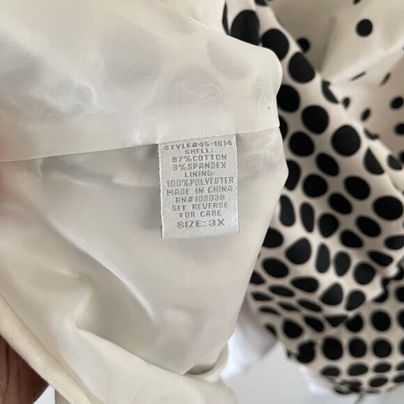 Dressbarn Ombre Polka Dot Cropped Jacket Women’s 2X White Black 3/4 Sleeves - Picture 5 of 9